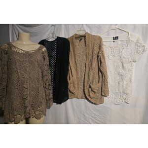 Lot of 4 Crochet Cardigan And Top Blouse Sacred Threads Womens Size Medium